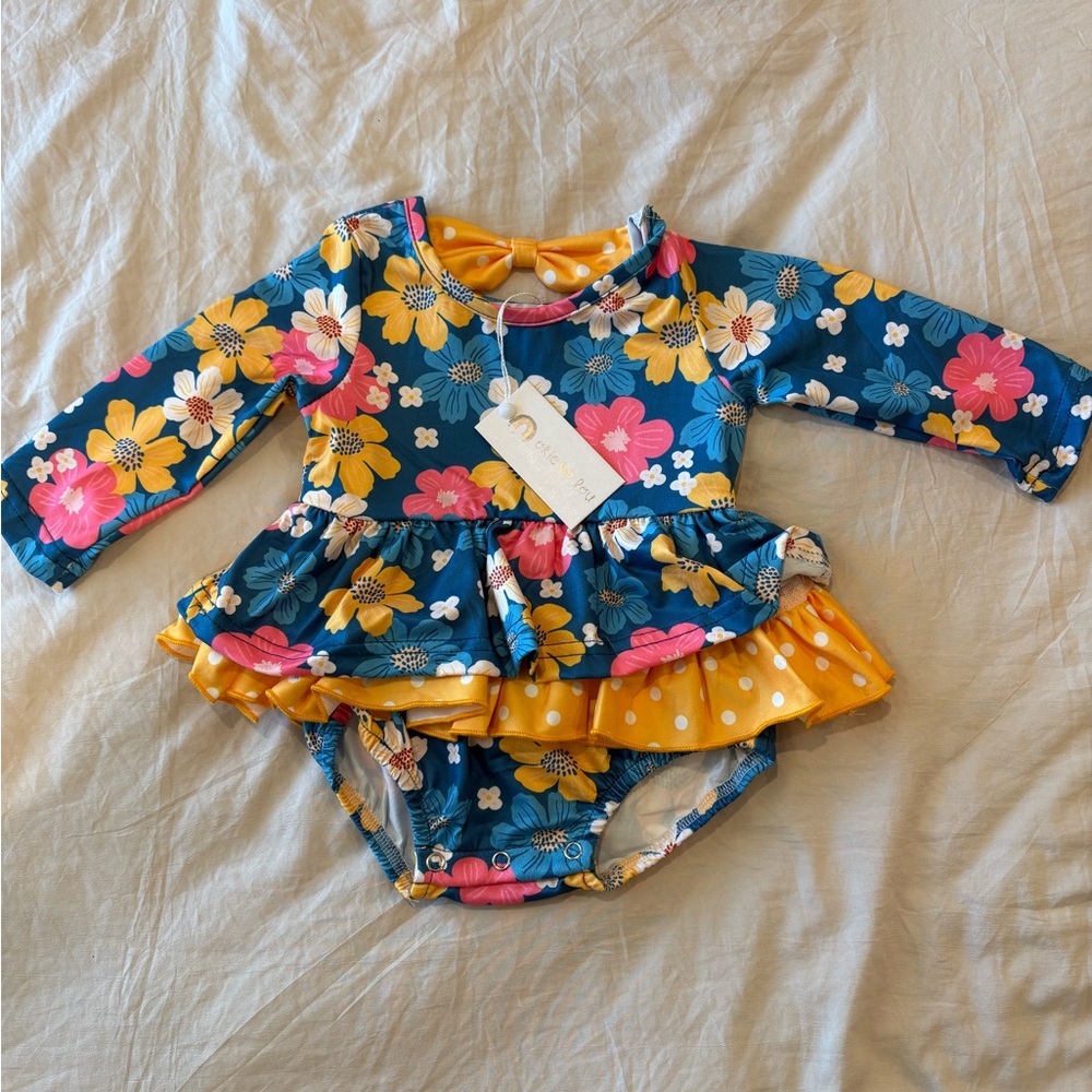 Floral Baby One piece with Ruffle Skirt